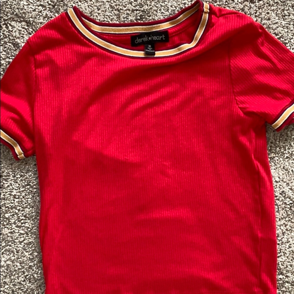 Red Derek heart short sleeve shirt